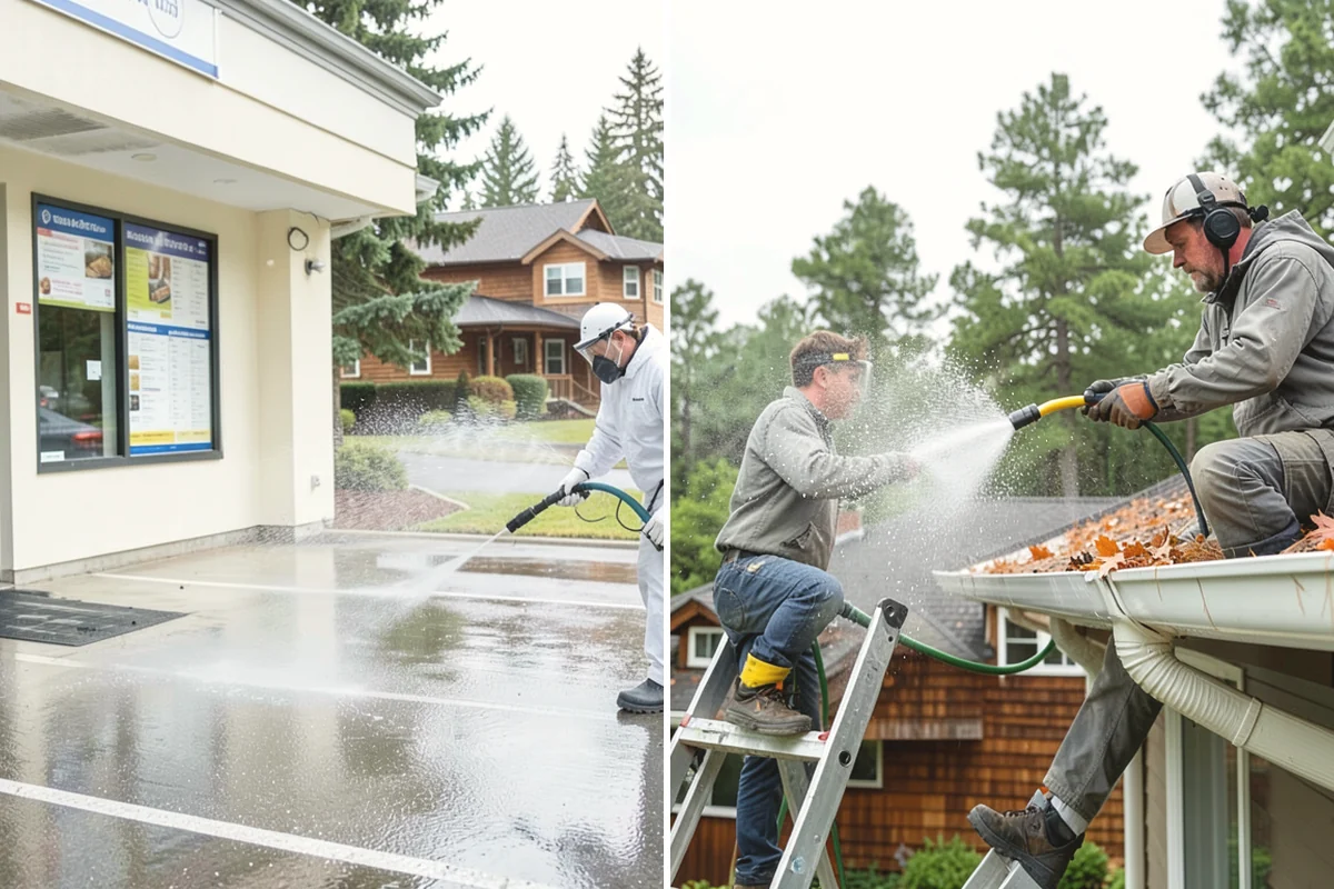 Garage Door Washing in Tacoma, Pierce County, WA - Rinse loose dust and cobwebs from panels and track hardware