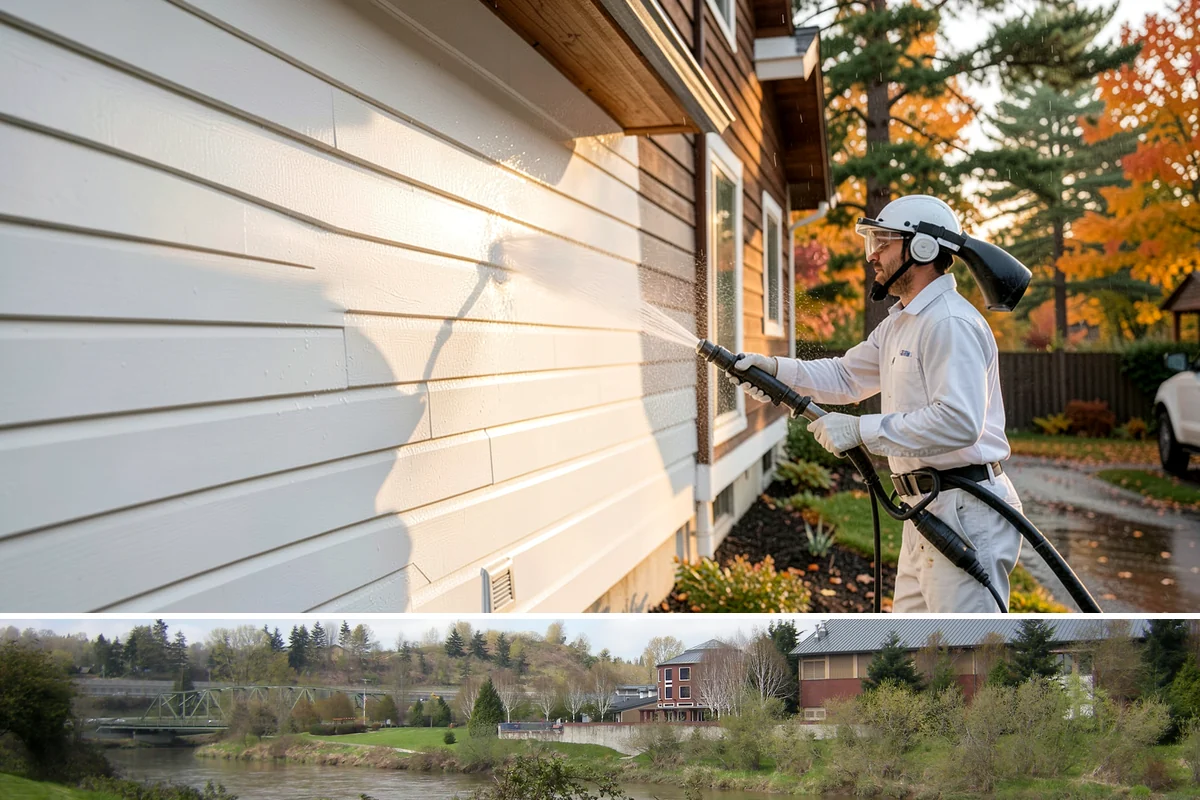Garage Door Washing in Tukwila, King County, WA - Spring is ideal for clearing the heavy cedar and cottonwood pollen that coats doors after a wet Northwest winter.