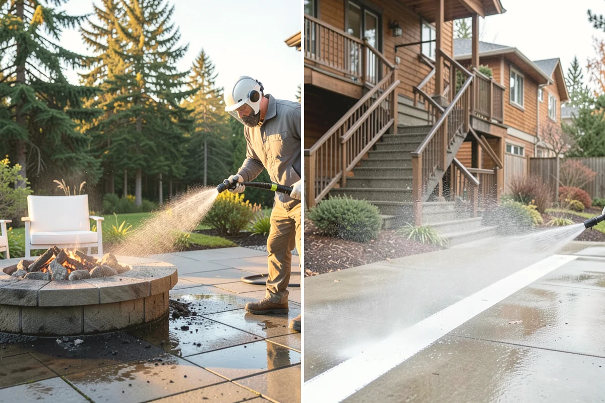 Garage Door Washing in University Place, Pierce County, WA - Rinse loose dust and cobwebs from panels and track hardware