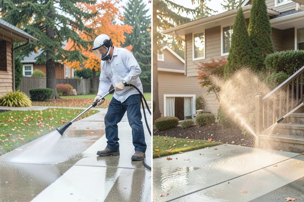 Garage Door Washing in Woodinville, King County, WA - Rinse loose dust and cobwebs from panels and track hardware