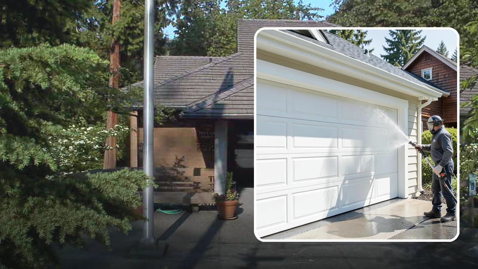 Garage Door Washing in Yarrow Point, King County, WA - We clean garage doors panel by panel to lift road film, pollen, and the gray oxidation that dulls Washington driveways.