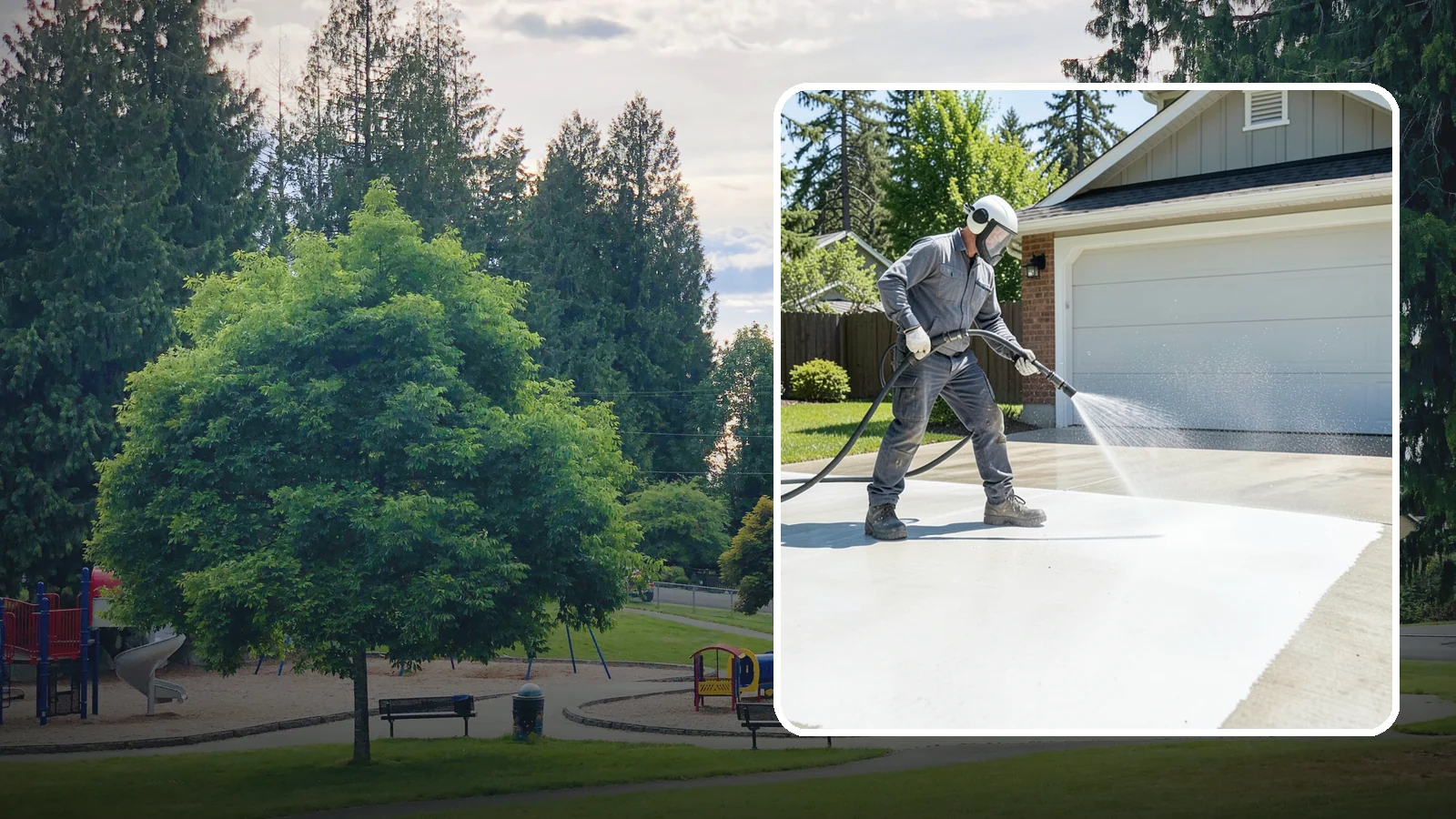 Garage Floor Cleaning in Bonney Lake, Pierce County, WA - Deep-clean oil-soaked, dusty garage floors to a bright, safer surface ready for parking or coating.