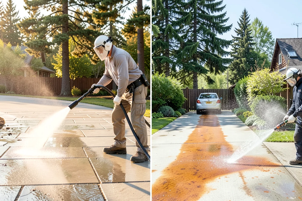 Garage Floor Cleaning in Clyde Hill, King County, WA - Clear the floor and mask off walls and storage areas