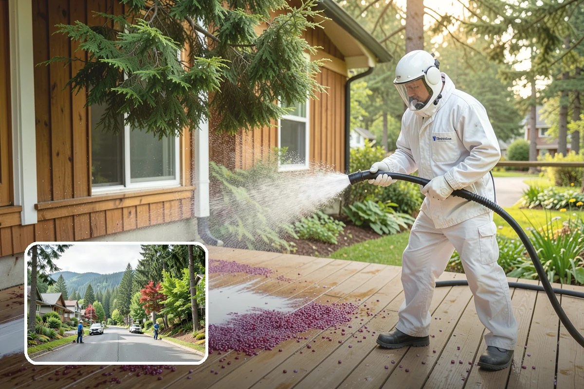 Garage Floor Cleaning in Darrington, Snohomish County, WA - Cuts through years of oil, brake dust, and tracked-in road salt