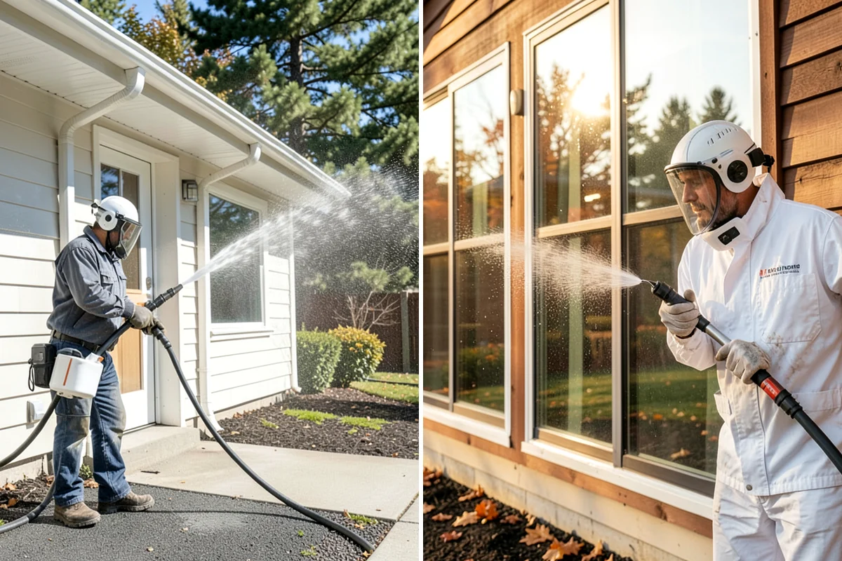 Garage Floor Cleaning in DuPont, Pierce County, WA - Clear the floor and mask off walls and storage areas