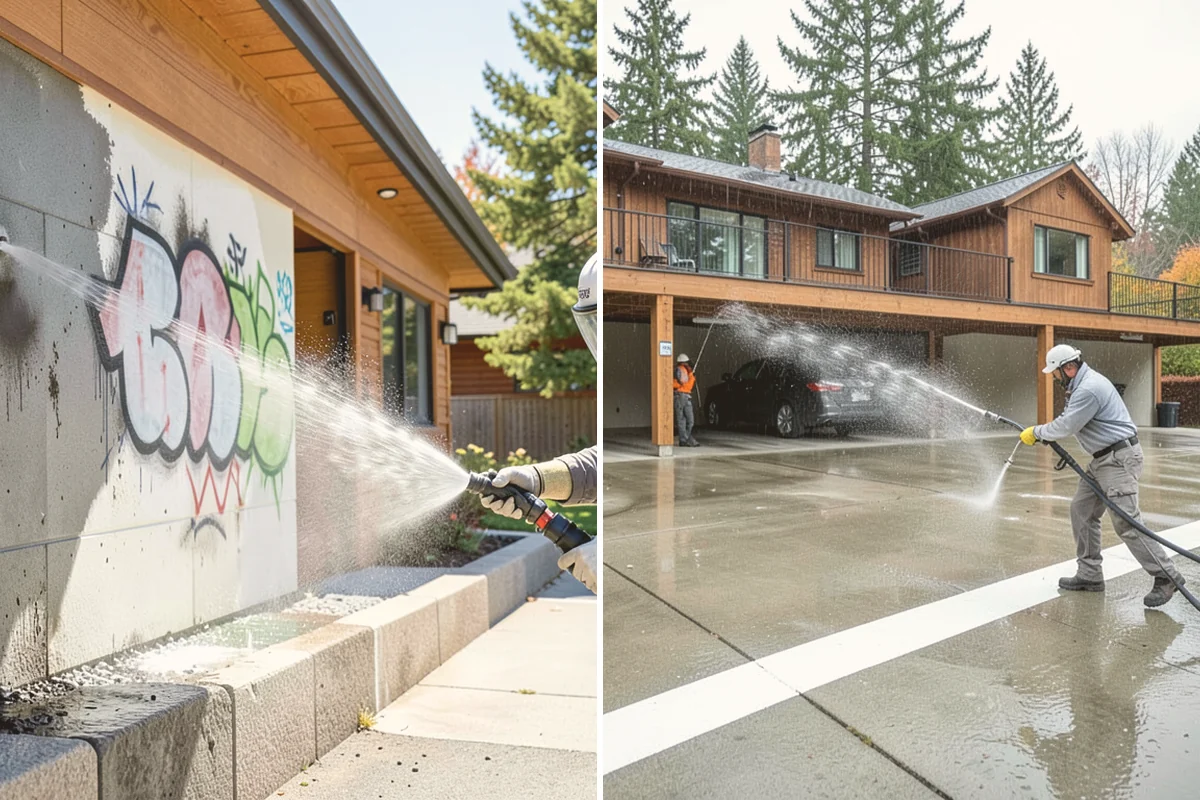 Garage Floor Cleaning in Fife, Pierce County, WA - Clear the floor and mask off walls and storage areas