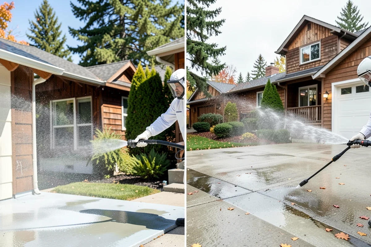 Garage Floor Cleaning in Fircrest, Pierce County, WA - Clear the floor and mask off walls and storage areas