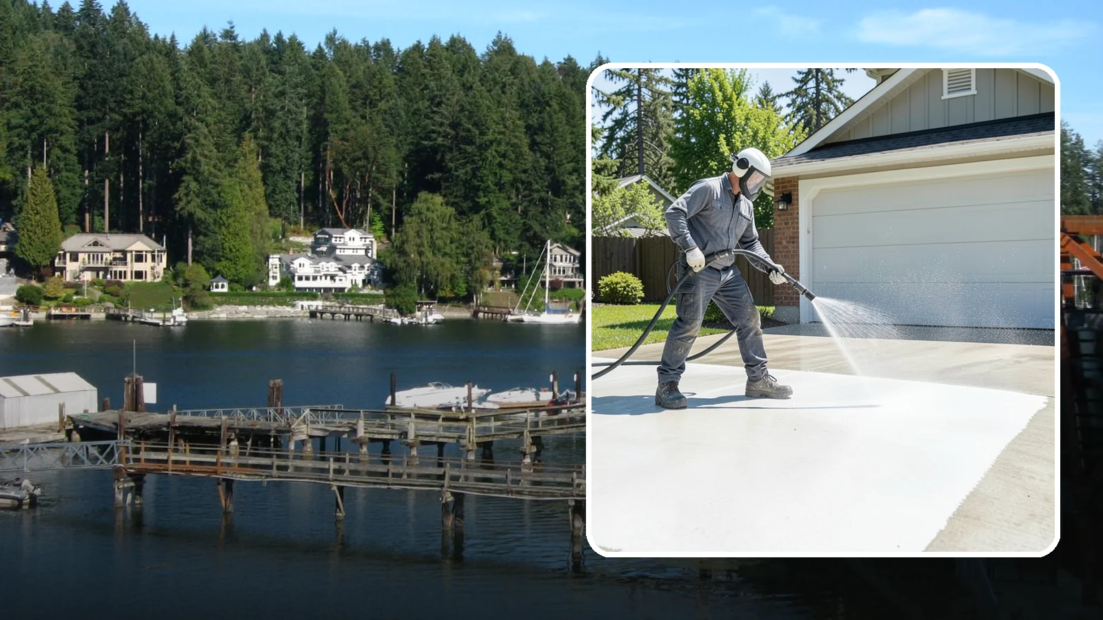 Garage Floor Cleaning in Gig Harbor, Pierce County, WA - Deep-clean oil-soaked, dusty garage floors to a bright, safer surface ready for parking or coating.