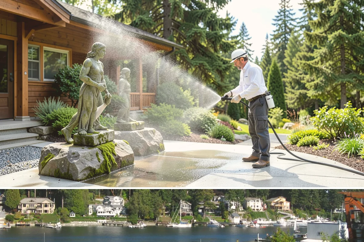 Garage Floor Cleaning in Gig Harbor, Pierce County, WA - Because a garage floor is sheltered, this service works year-round, though winter is popular when homeowners prep for coating...
