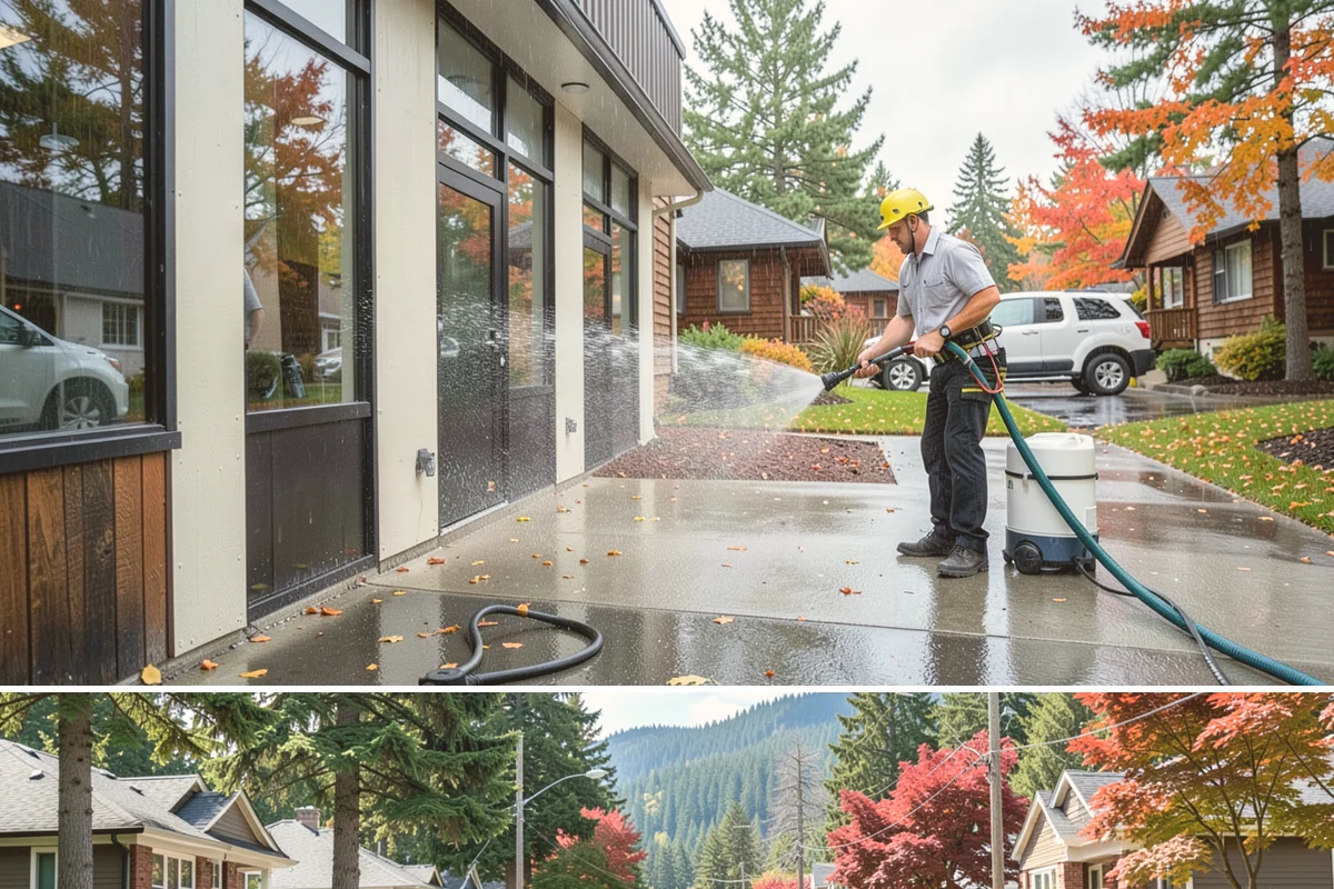 Garage Floor Cleaning in Hunts Point, King County, WA - Because a garage floor is sheltered, this service works year-round, though winter is popular when homeowners prep for coating...