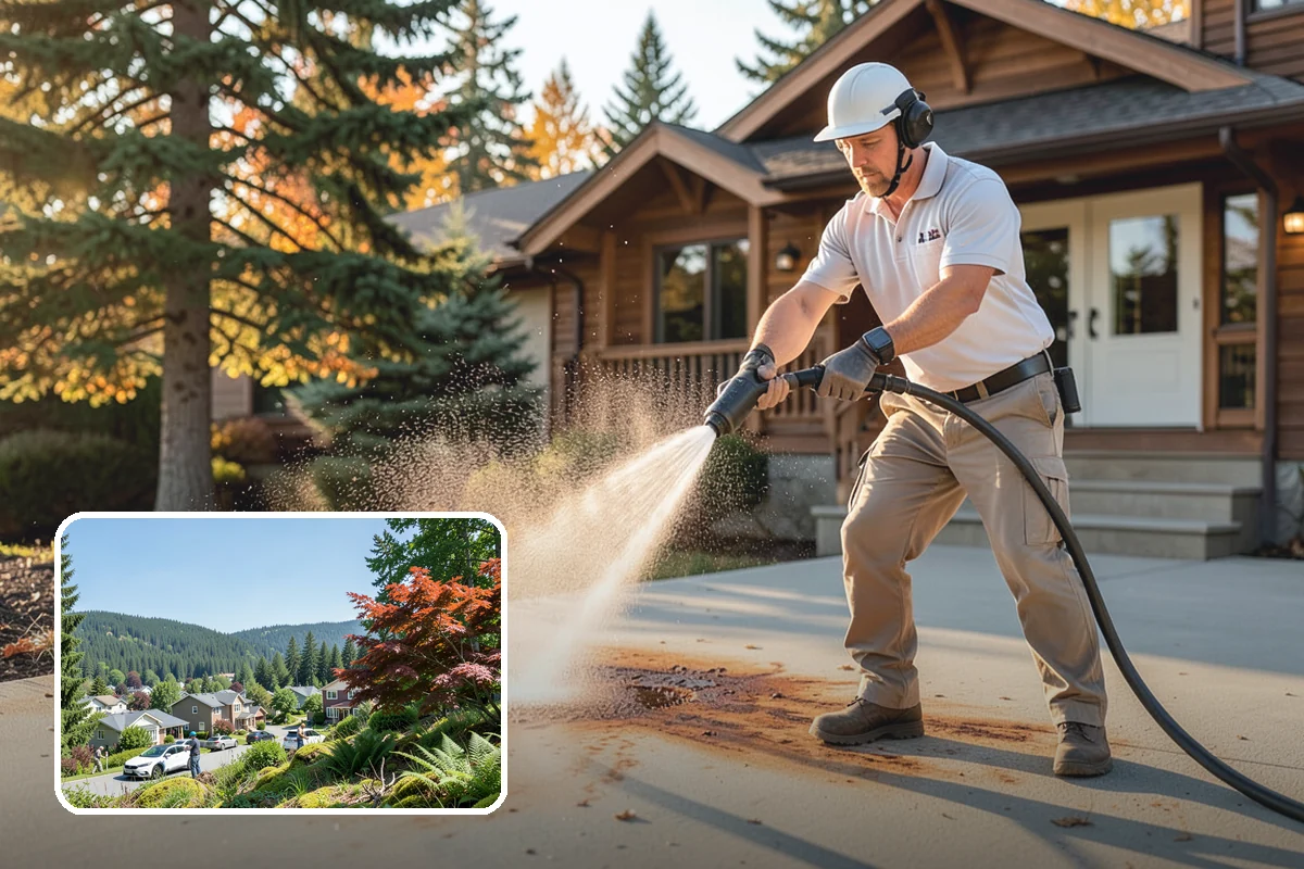 Garage Floor Cleaning in Index, Snohomish County, WA - Cuts through years of oil, brake dust, and tracked-in road salt