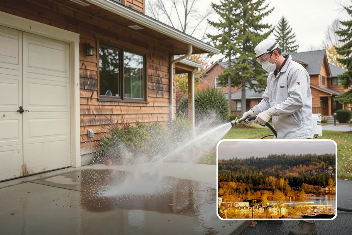 Garage Floor Cleaning in Kenmore, King County, WA - Cuts through years of oil, brake dust, and tracked-in road salt