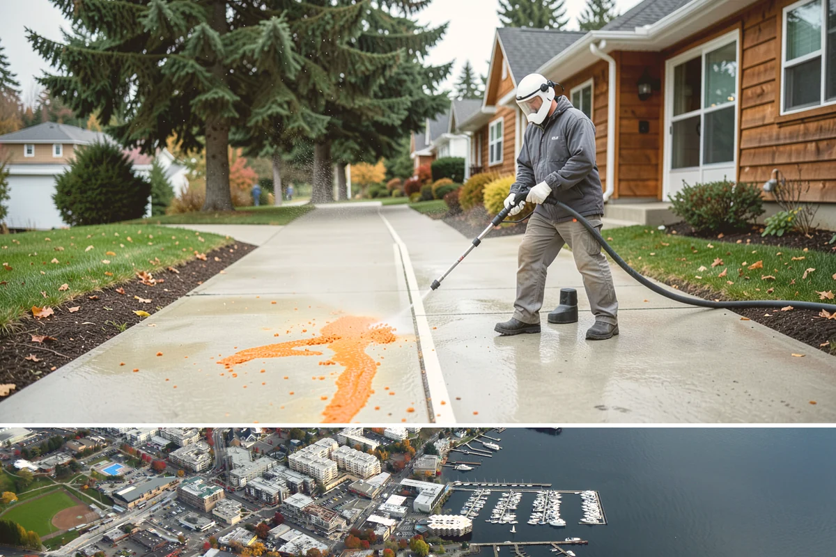 Garage Floor Cleaning in Kirkland, King County, WA - Because a garage floor is sheltered, this service works year-round, though winter is popular when homeowners prep for coating...