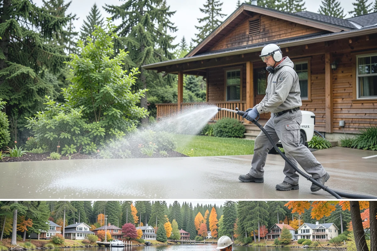 Garage Floor Cleaning in La Conner, Skagit County, WA - Because a garage floor is sheltered, this service works year-round, though winter is popular when homeowners prep for coating...