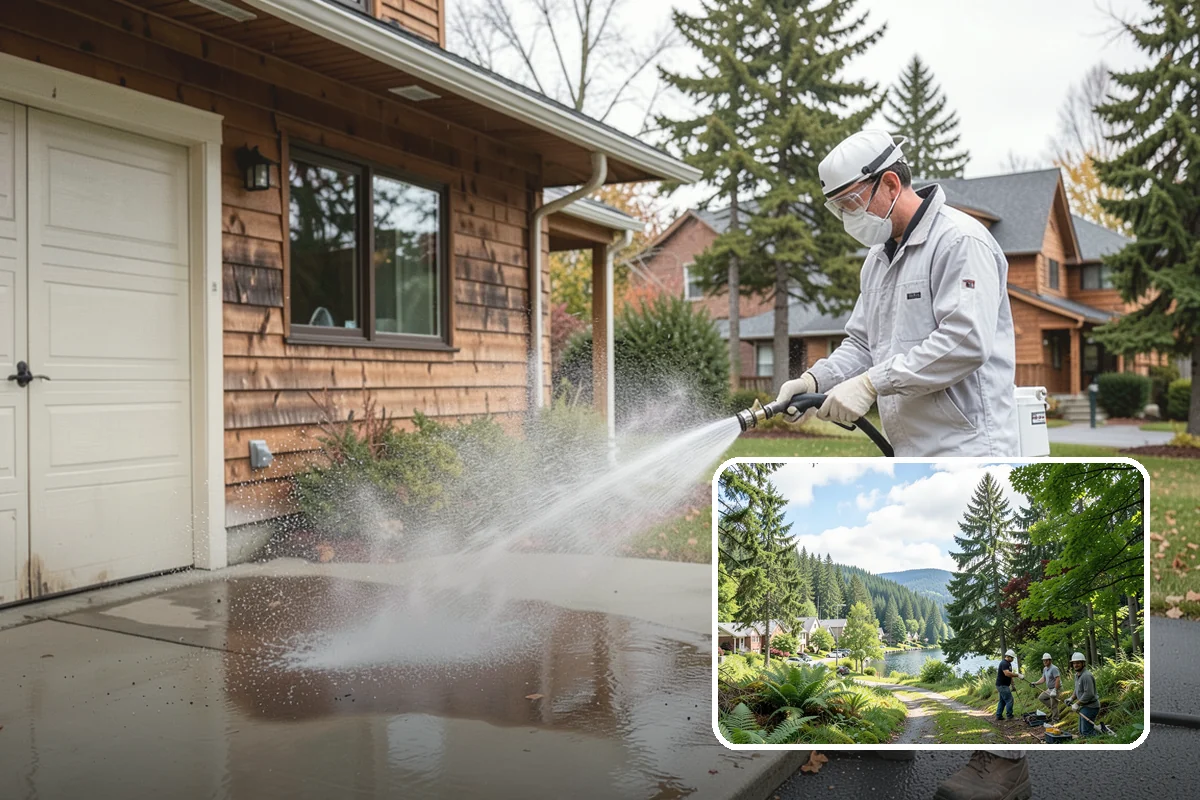 Garage Floor Cleaning in Lake Forest Park, King County, WA - Cuts through years of oil, brake dust, and tracked-in road salt