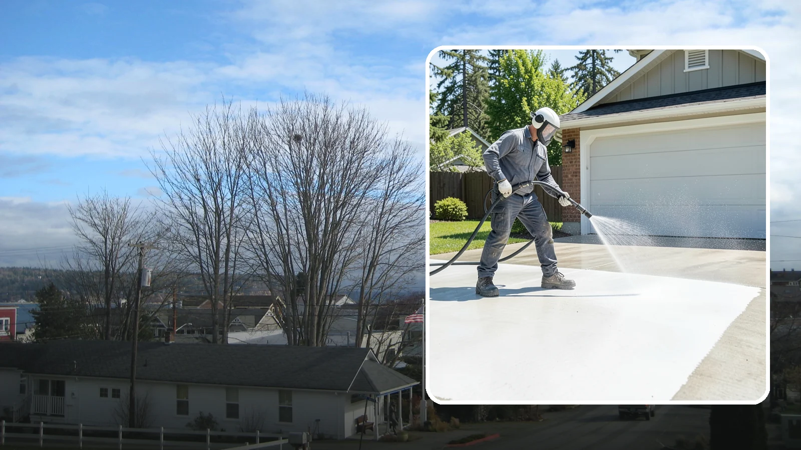 Garage Floor Cleaning in Langley, Island County, WA - Deep-clean oil-soaked, dusty garage floors to a bright, safer surface ready for parking or coating.