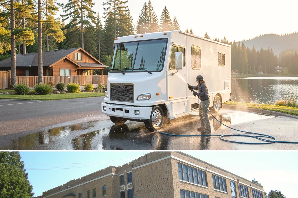 Garage Floor Cleaning in Maple Valley, King County, WA - Because a garage floor is sheltered, this service works year-round, though winter is popular when homeowners prep for coating...