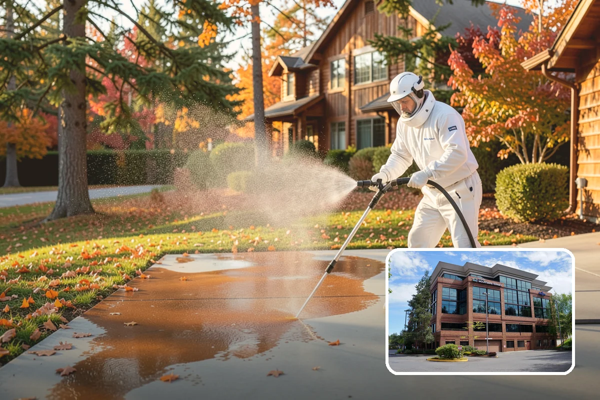 Garage Floor Cleaning in Mountlake Terrace, Snohomish County, WA - Cuts through years of oil, brake dust, and tracked-in road salt