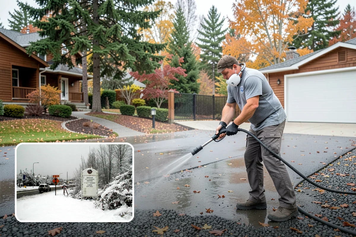 Garage Floor Cleaning in Newcastle, King County, WA - Cuts through years of oil, brake dust, and tracked-in road salt