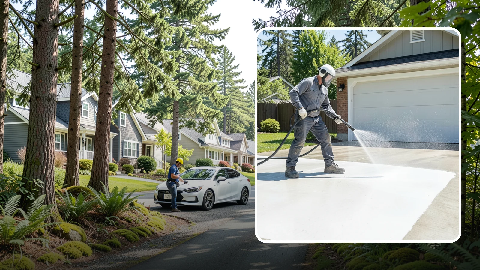 Garage Floor Cleaning in Normandy Park, King County, WA - Deep-clean oil-soaked, dusty garage floors to a bright, safer surface ready for parking or coating.