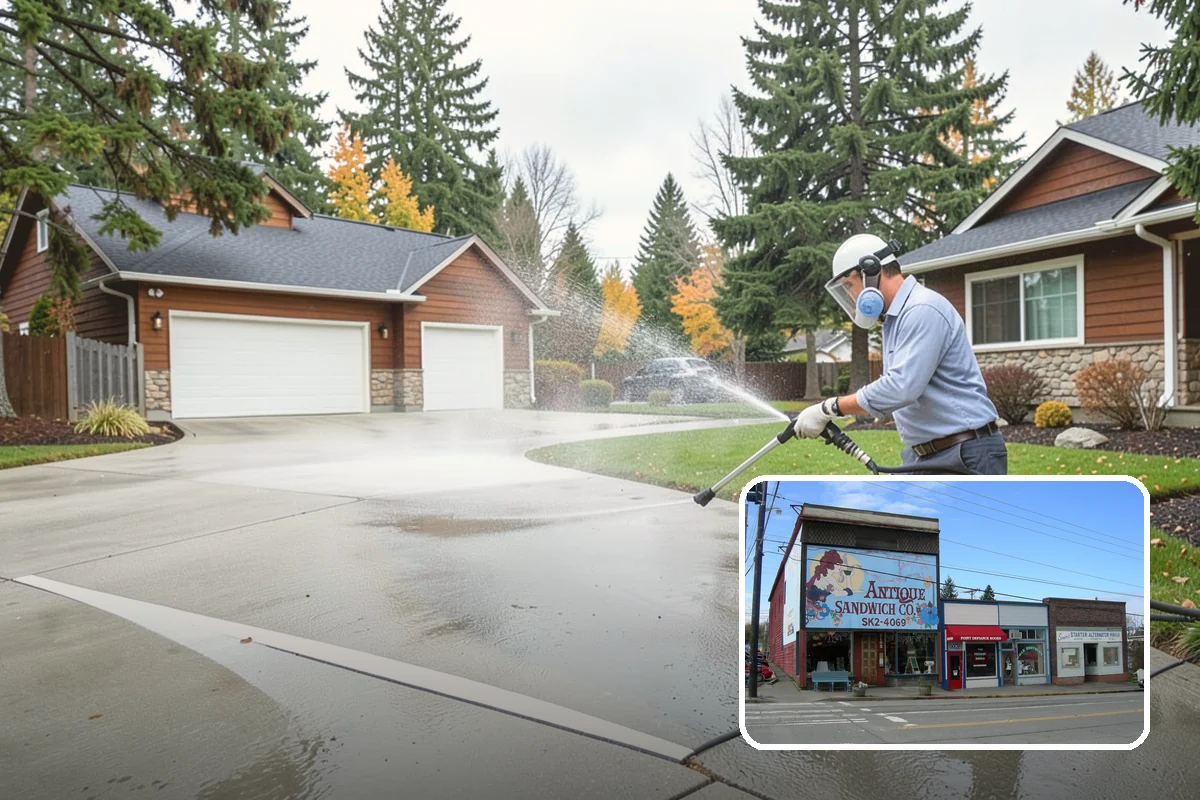 Garage Floor Cleaning in Ruston, Pierce County, WA - Cuts through years of oil, brake dust, and tracked-in road salt