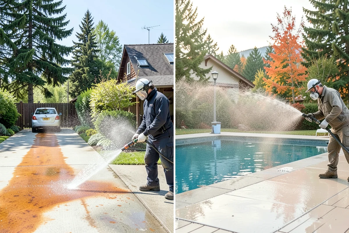 Garage Floor Cleaning in Sedro-Woolley, Skagit County, WA - Clear the floor and mask off walls and storage areas