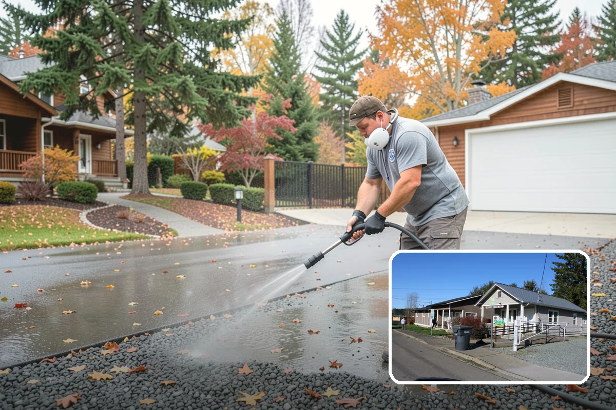 Garage Floor Cleaning in South Prairie, Pierce County, WA - Cuts through years of oil, brake dust, and tracked-in road salt