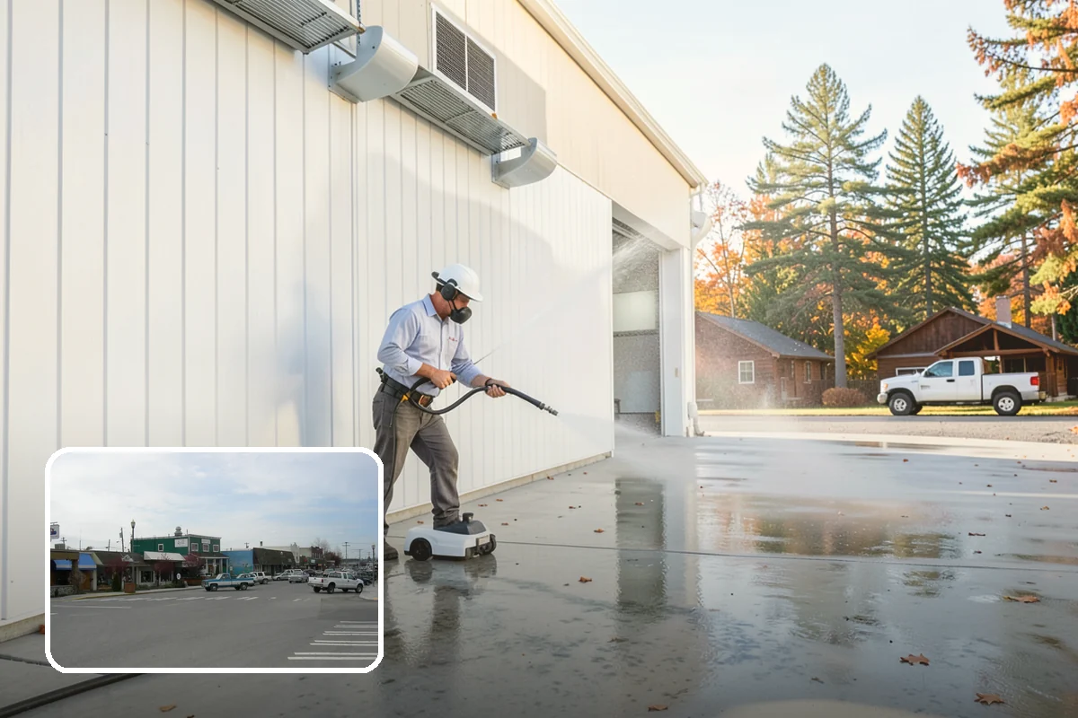 Garage Floor Cleaning in Stanwood, Snohomish County, WA - Cuts through years of oil, brake dust, and tracked-in road salt