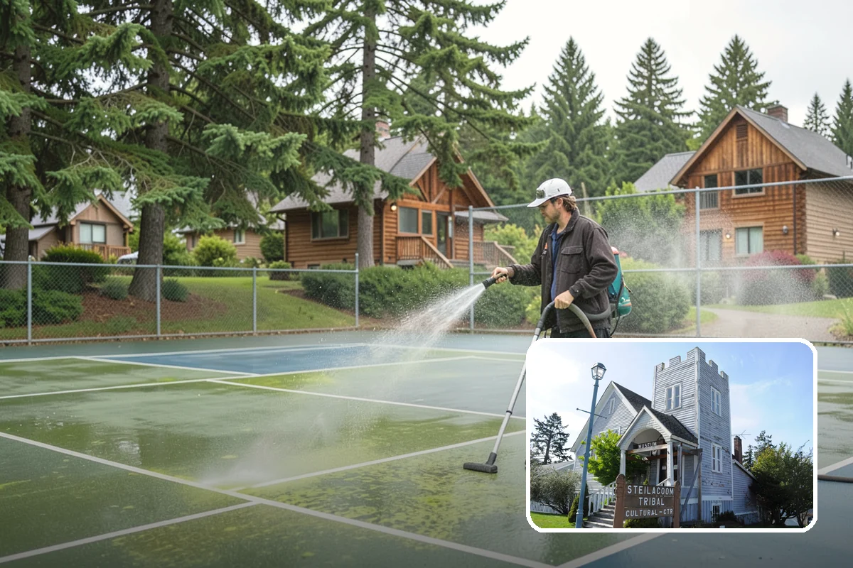 Garage Floor Cleaning in Steilacoom, Pierce County, WA - Cuts through years of oil, brake dust, and tracked-in road salt
