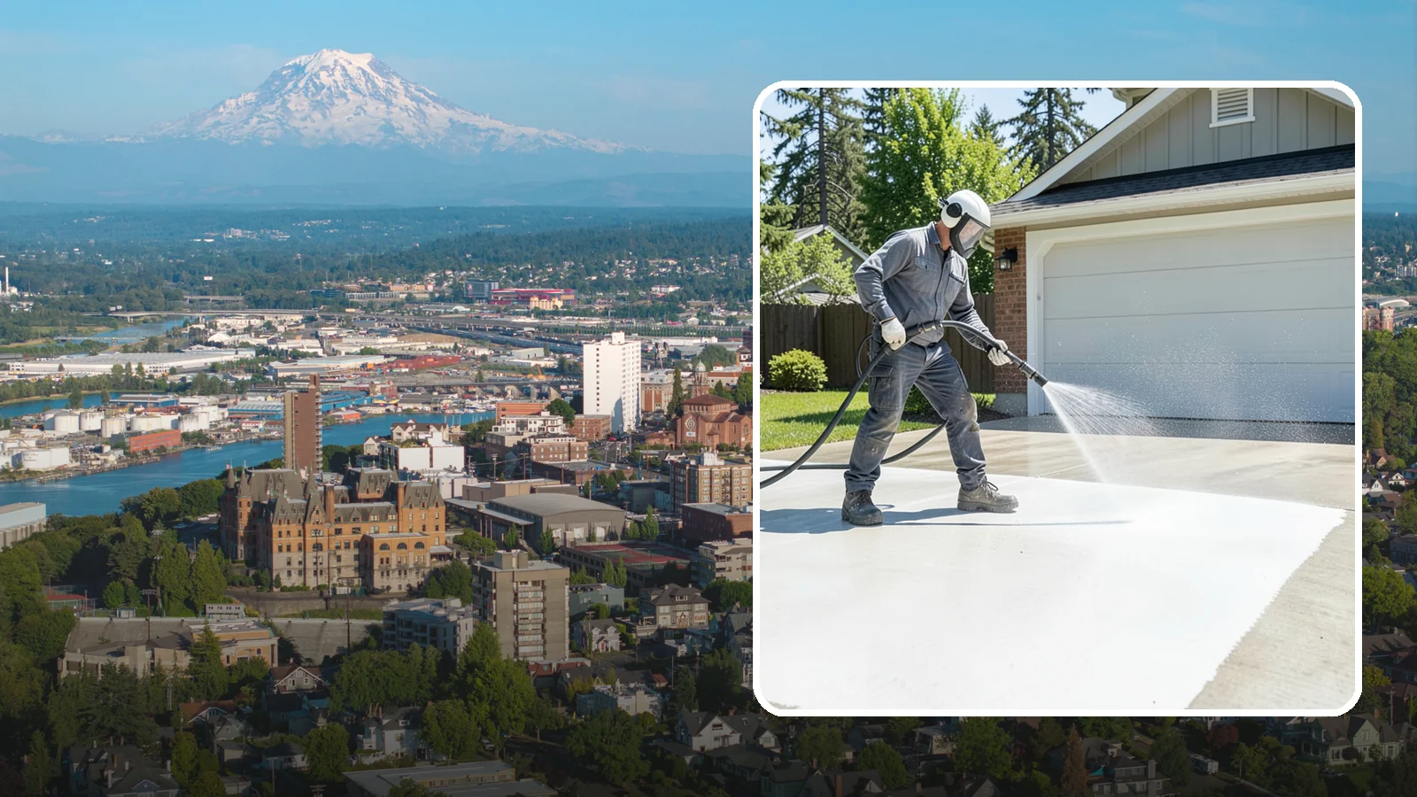 Garage Floor Cleaning in Tacoma, Pierce County, WA - Deep-clean oil-soaked, dusty garage floors to a bright, safer surface ready for parking or coating.