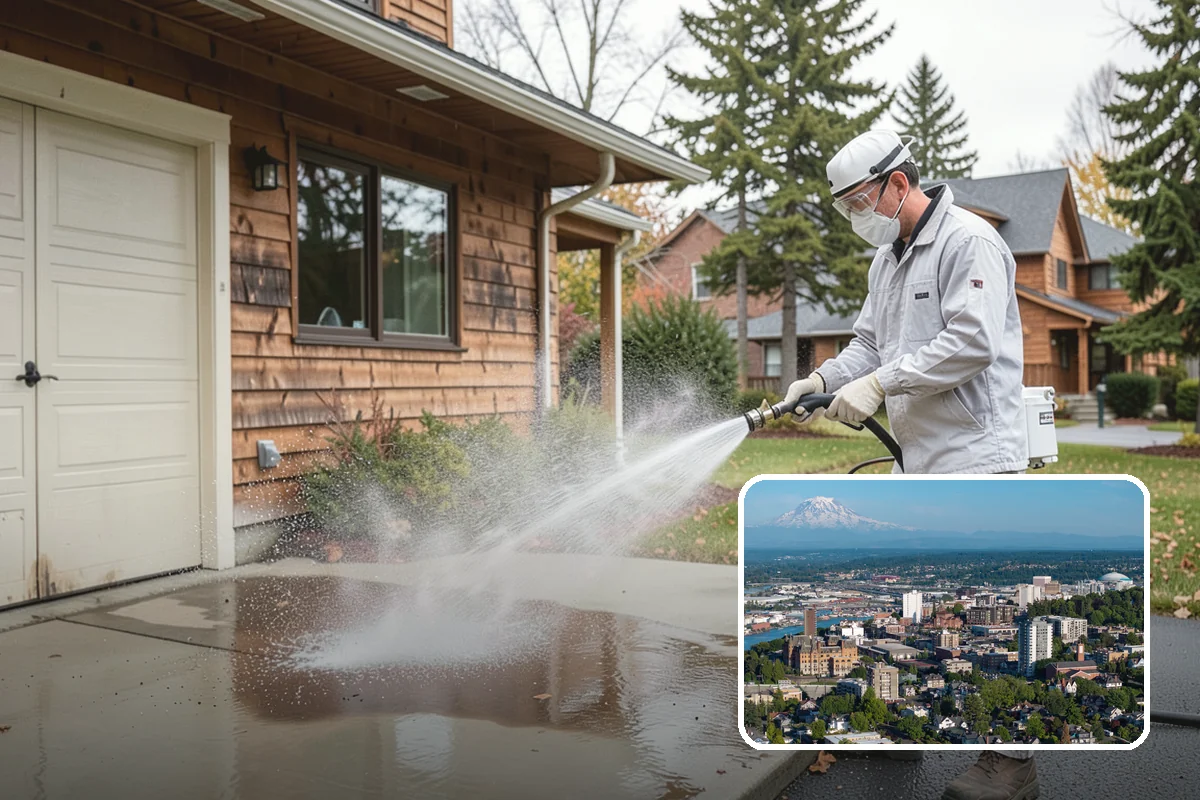 Garage Floor Cleaning in Tacoma, Pierce County, WA - Cuts through years of oil, brake dust, and tracked-in road salt