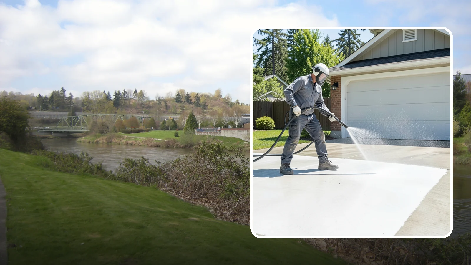 Garage Floor Cleaning in Tukwila, King County, WA - Deep-clean oil-soaked, dusty garage floors to a bright, safer surface ready for parking or coating.