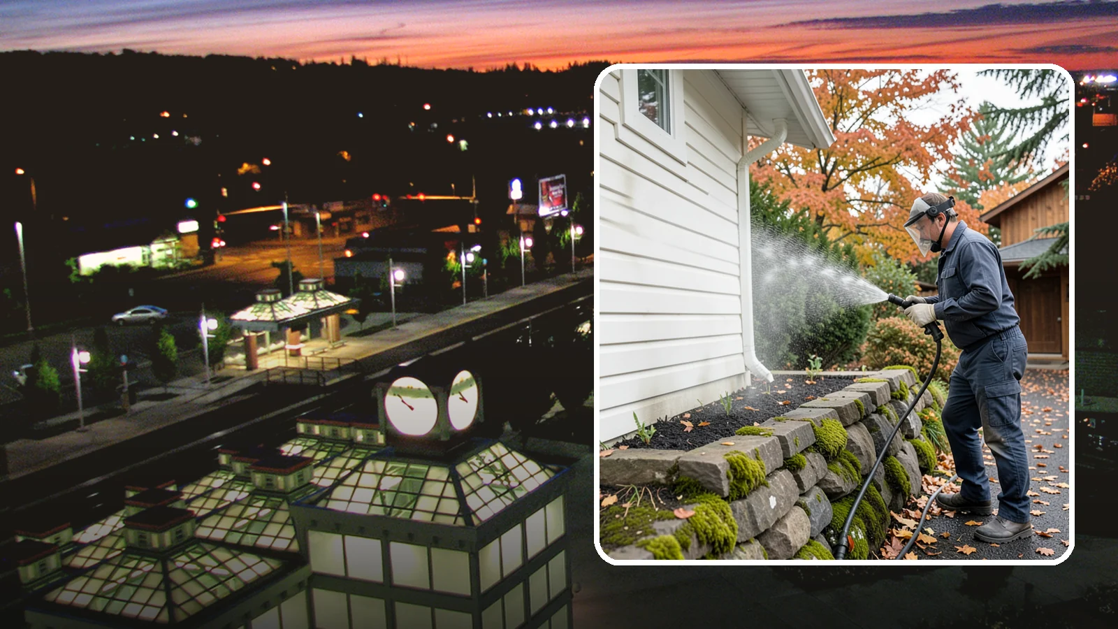 Garden Wall Cleaning in Auburn, King County, WA - We wash garden and retaining walls to clear the moss, soil stain, and efflorescence that mark these low landscape features.