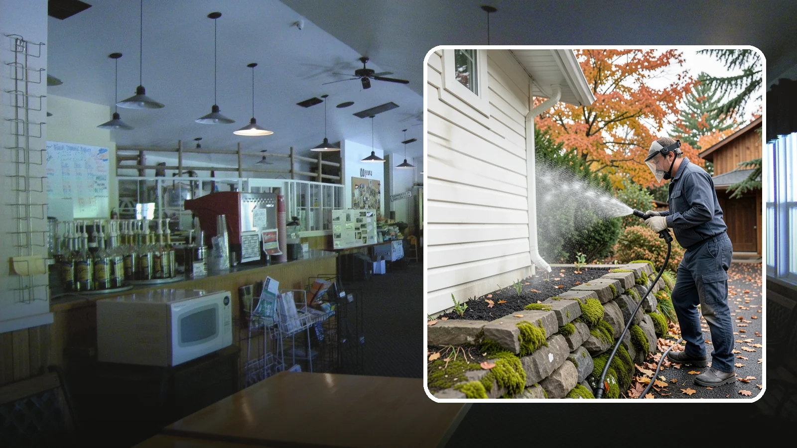 Garden Wall Cleaning in Black Diamond, King County, WA - We wash garden and retaining walls to clear the moss, soil stain, and efflorescence that mark these low landscape features.