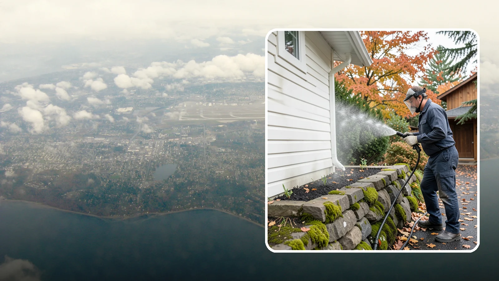Garden Wall Cleaning in Burien, King County, WA - We wash garden and retaining walls to clear the moss, soil stain, and efflorescence that mark these low landscape features.