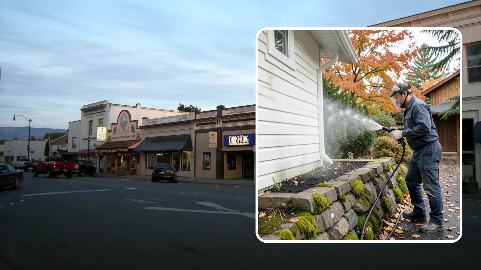 Garden Wall Cleaning in Burlington, Skagit County, WA - We wash garden and retaining walls to clear the moss, soil stain, and efflorescence that mark these low landscape features.