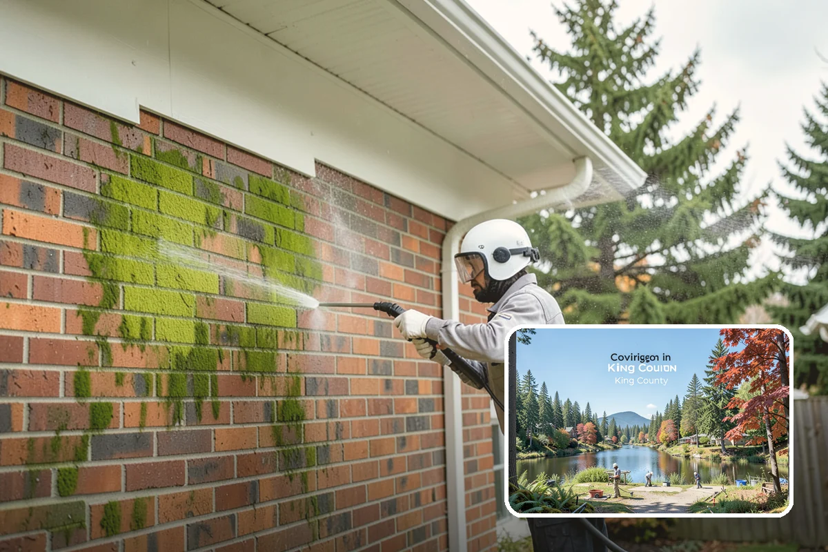 Garden Wall Cleaning in Covington, King County, WA - Removes moss and soil staining from wall faces and caps