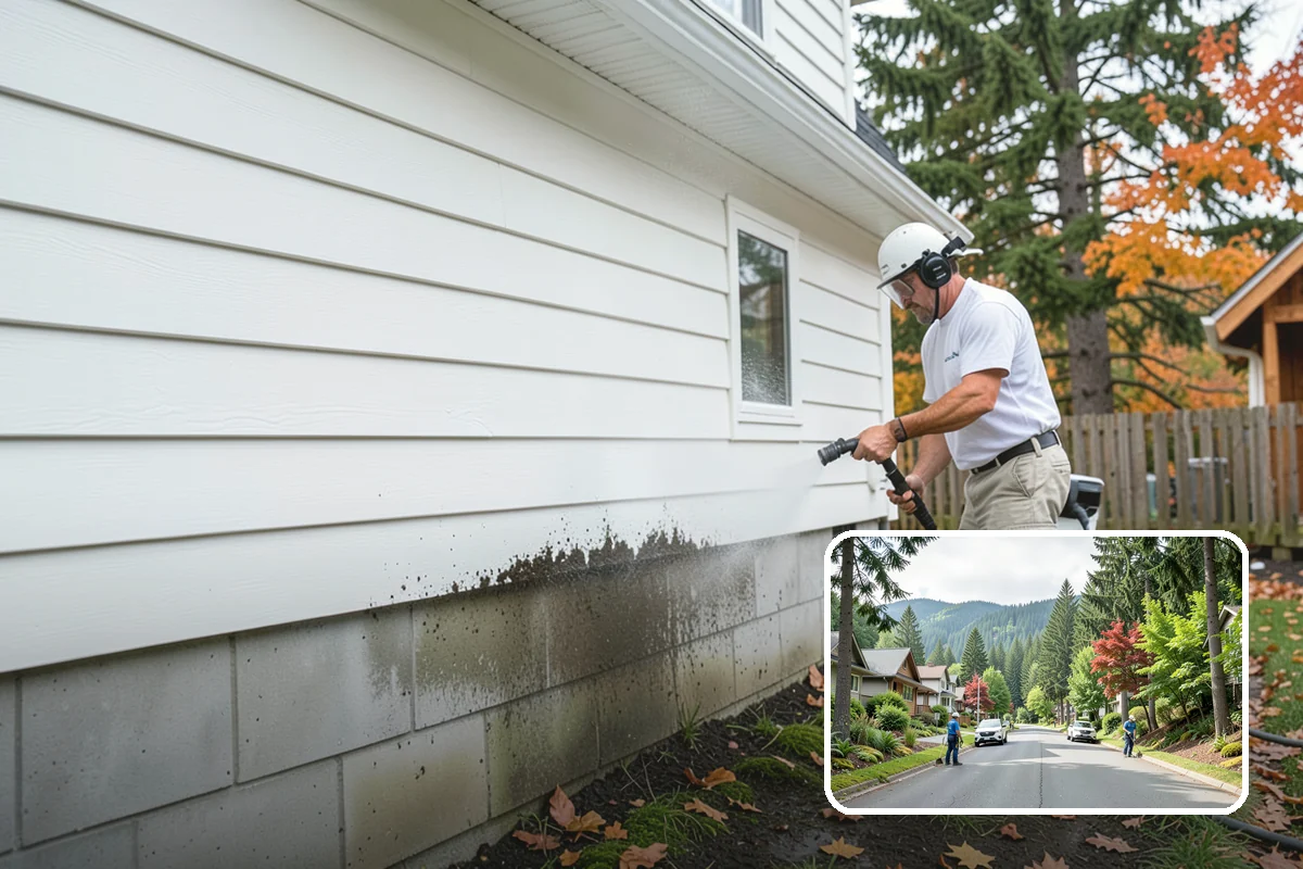 Garden Wall Cleaning in Darrington, Snohomish County, WA - Removes moss and soil staining from wall faces and caps