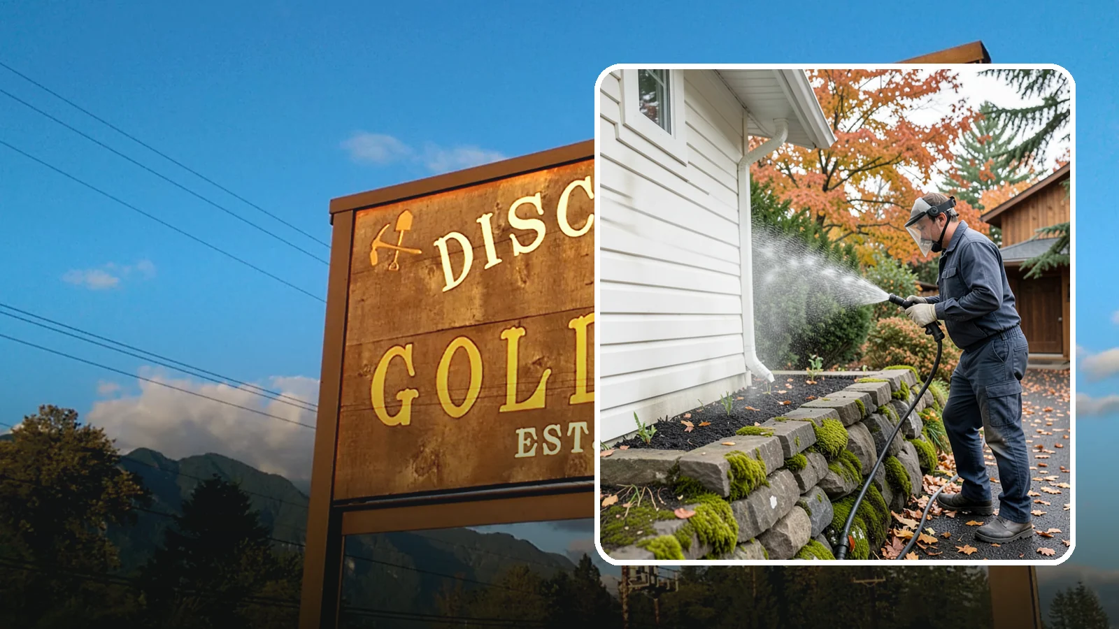 Garden Wall Cleaning in Gold Bar, Snohomish County, WA - We wash garden and retaining walls to clear the moss, soil stain, and efflorescence that mark these low landscape features.
