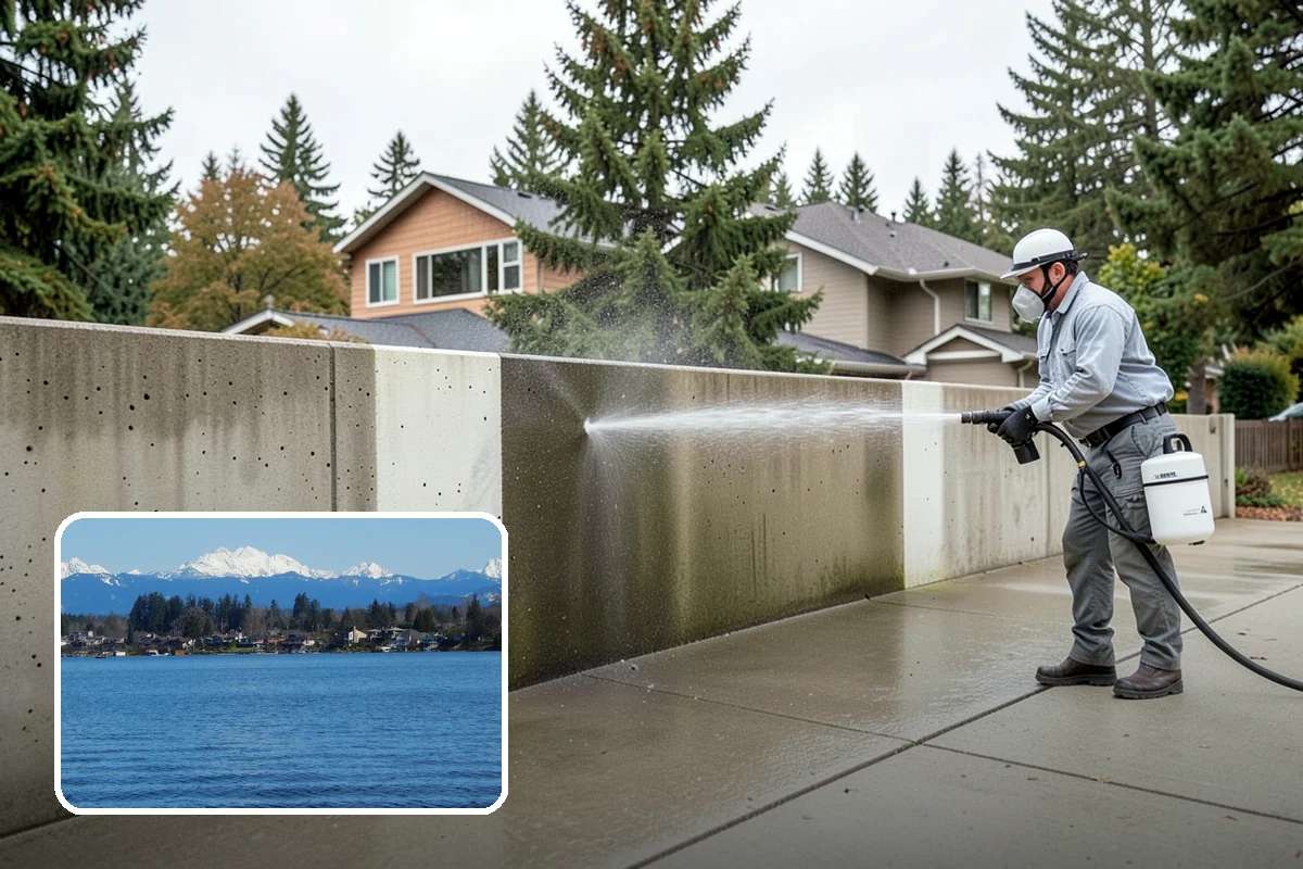 Garden Wall Cleaning in Lake Stevens, Snohomish County, WA - Removes moss and soil staining from wall faces and caps