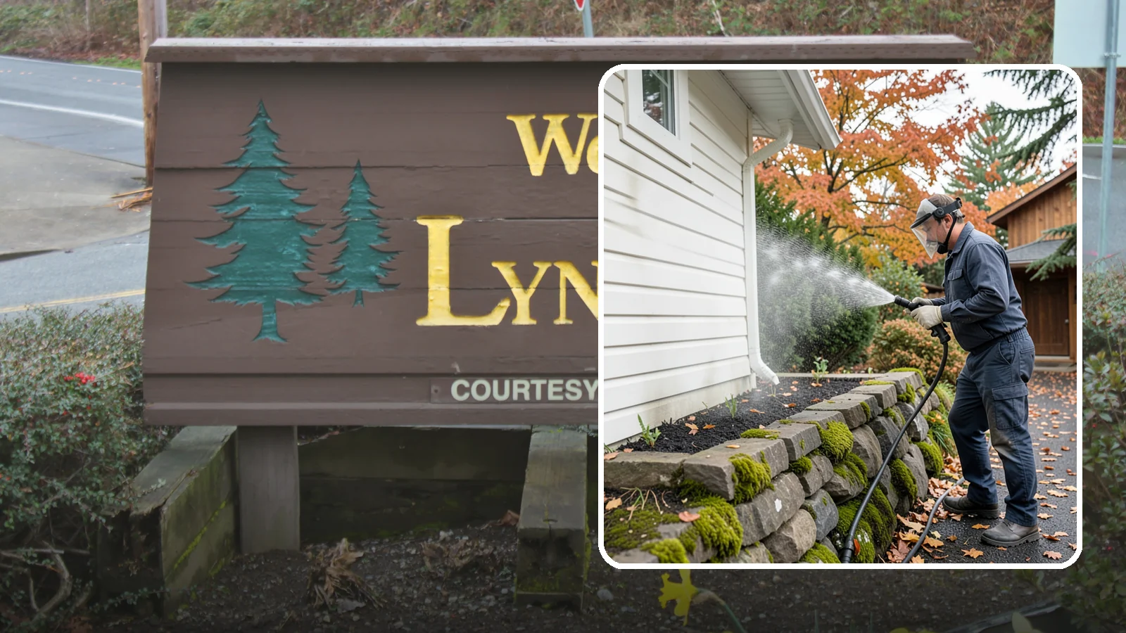 Garden Wall Cleaning in Lynnwood, Snohomish County, WA - We wash garden and retaining walls to clear the moss, soil stain, and efflorescence that mark these low landscape features.