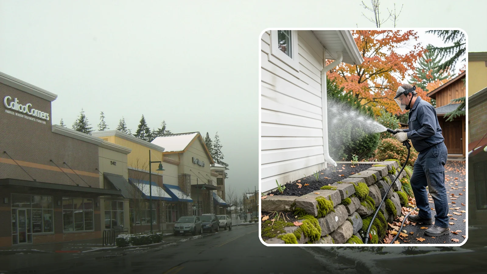 Garden Wall Cleaning in Mill Creek, Snohomish County, WA - We wash garden and retaining walls to clear the moss, soil stain, and efflorescence that mark these low landscape features.