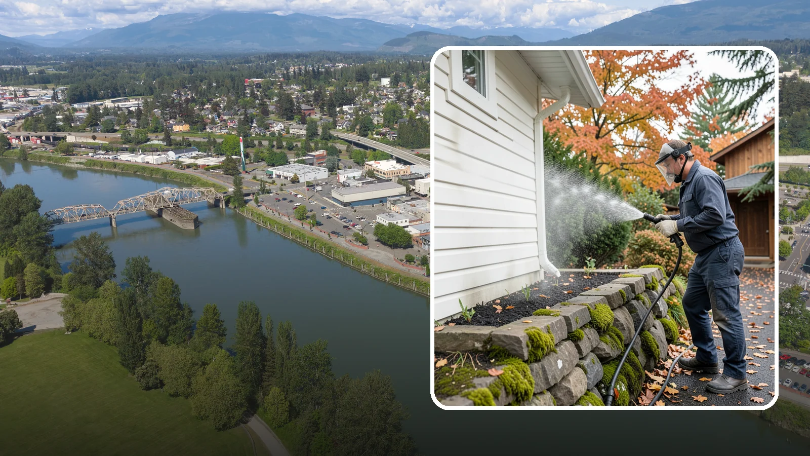 Garden Wall Cleaning in Mount Vernon, Skagit County, WA - We wash garden and retaining walls to clear the moss, soil stain, and efflorescence that mark these low landscape features.