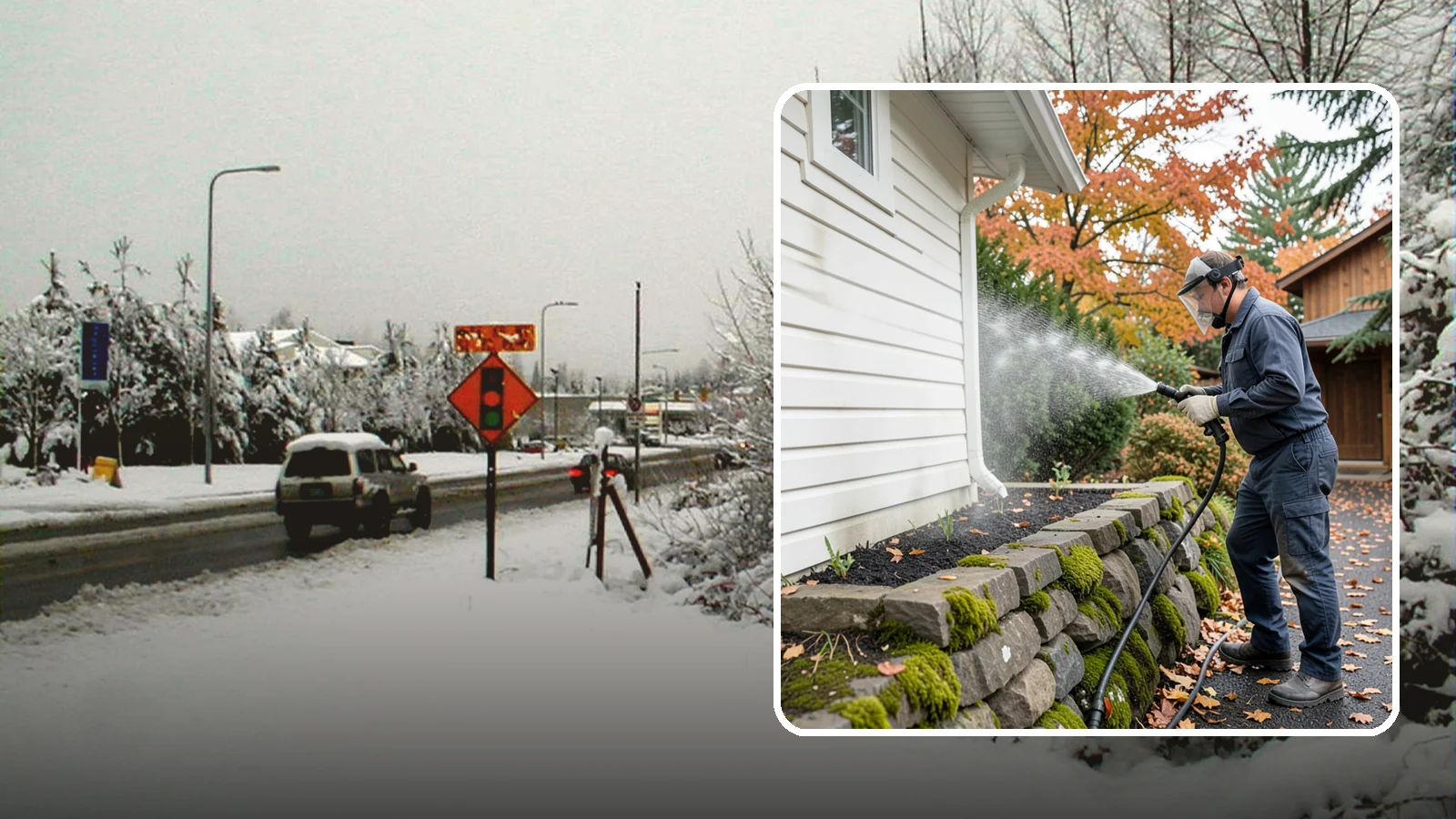 Garden Wall Cleaning in Newcastle, King County, WA - We wash garden and retaining walls to clear the moss, soil stain, and efflorescence that mark these low landscape features.