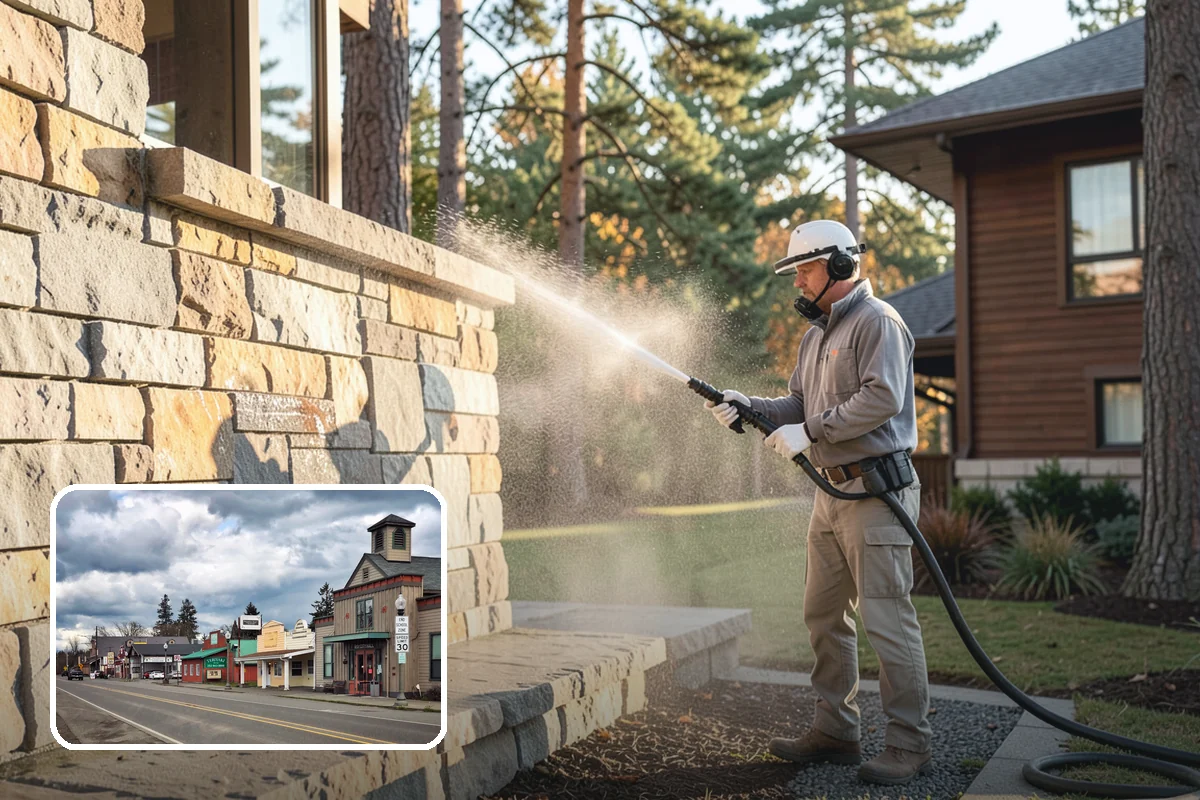 Garden Wall Cleaning in Roy, Pierce County, WA - Removes moss and soil staining from wall faces and caps