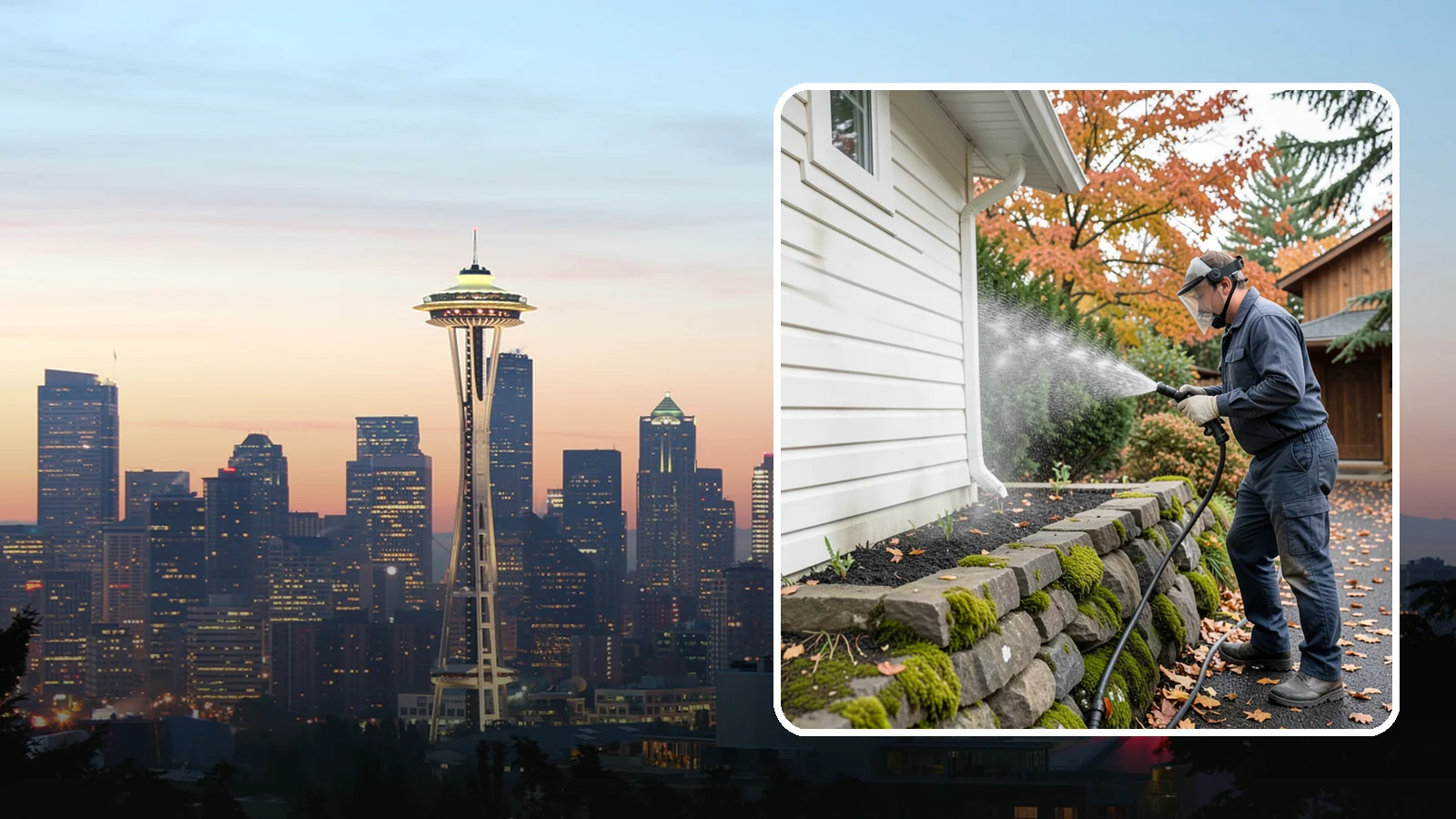 Garden Wall Cleaning in Seattle, King County, WA - We wash garden and retaining walls to clear the moss, soil stain, and efflorescence that mark these low landscape features.