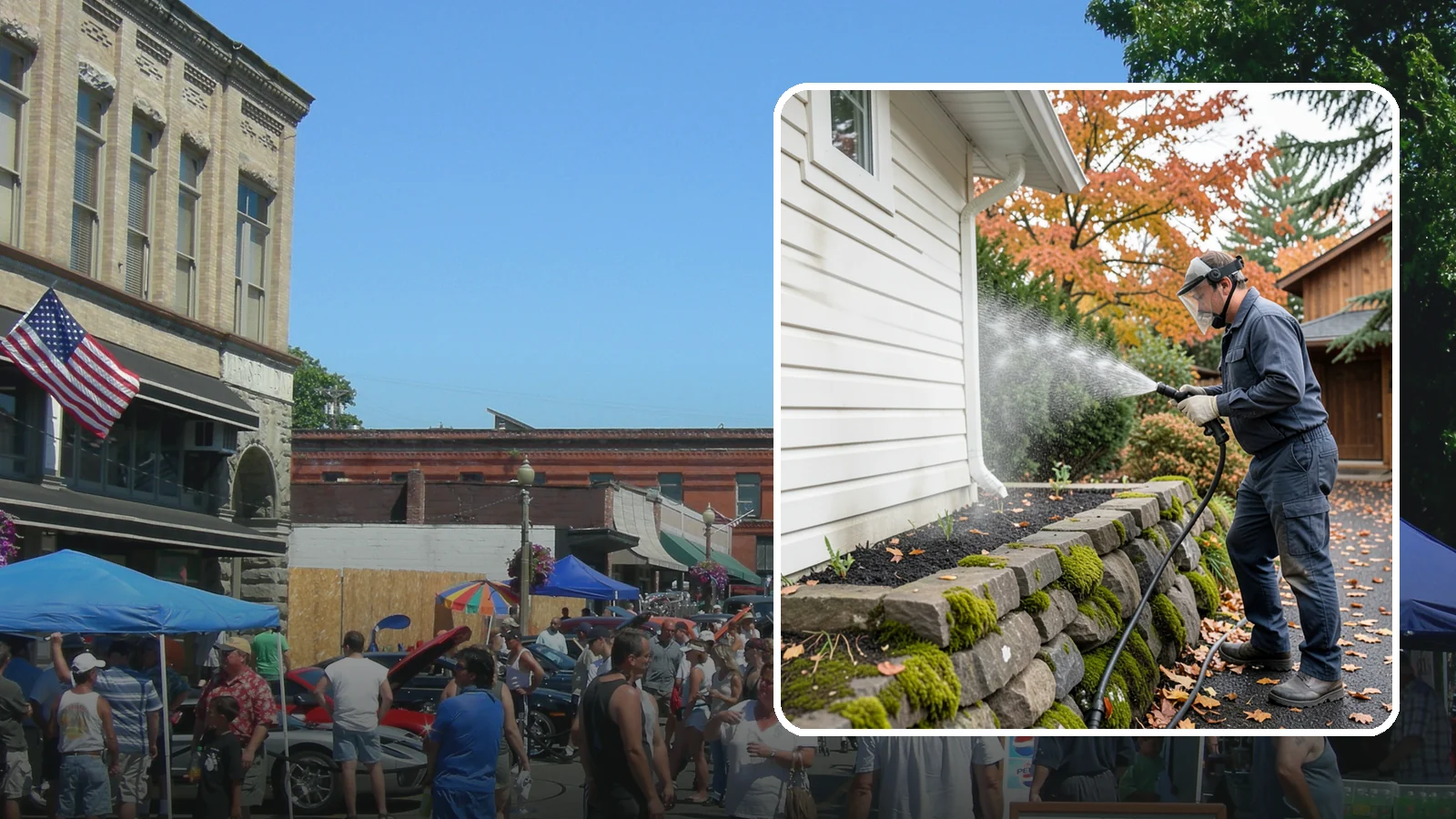 Garden Wall Cleaning in Snohomish, Snohomish County, WA - We wash garden and retaining walls to clear the moss, soil stain, and efflorescence that mark these low landscape features.