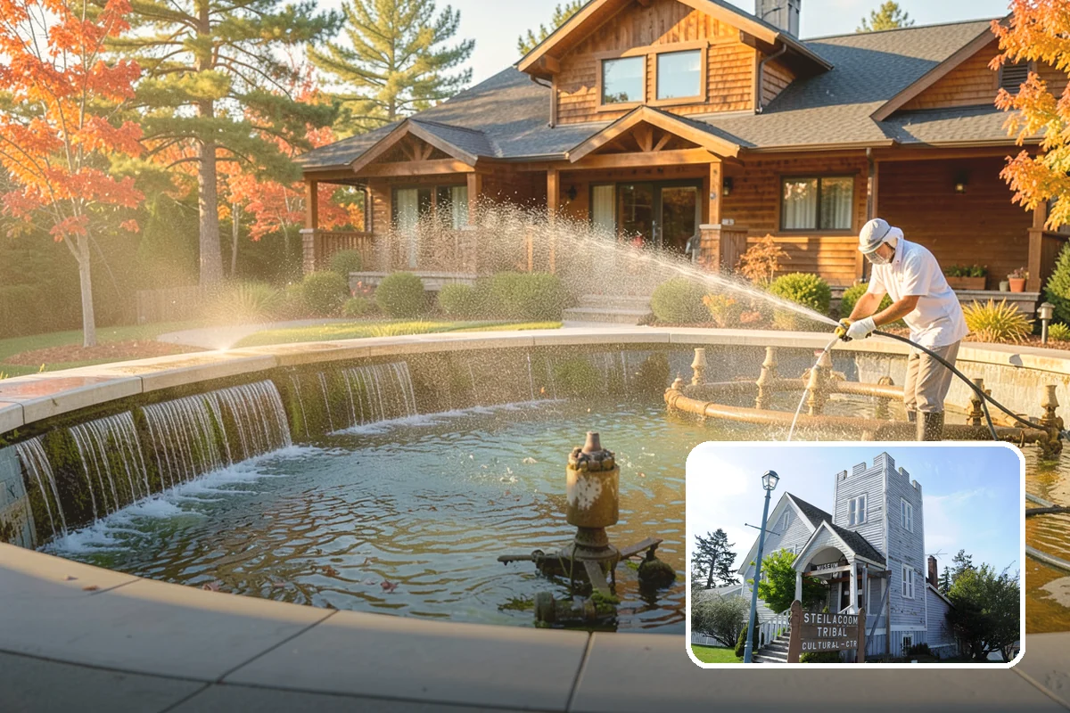 Garden Wall Cleaning in Steilacoom, Pierce County, WA - Removes moss and soil staining from wall faces and caps