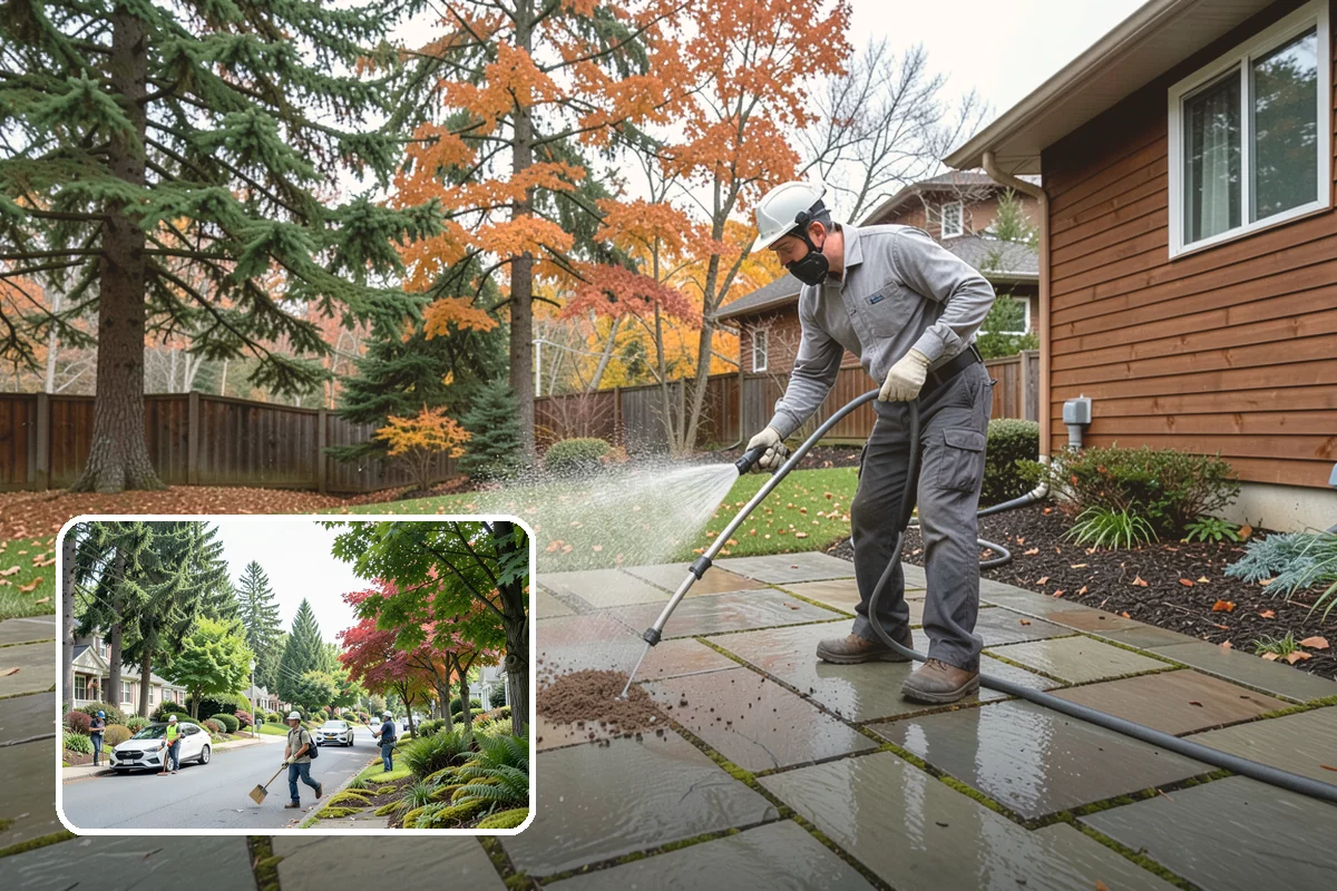 Gas Station Cleaning in Beaux Arts Village, King County, WA - Removes slip-causing oil and fuel film from pump-island concrete