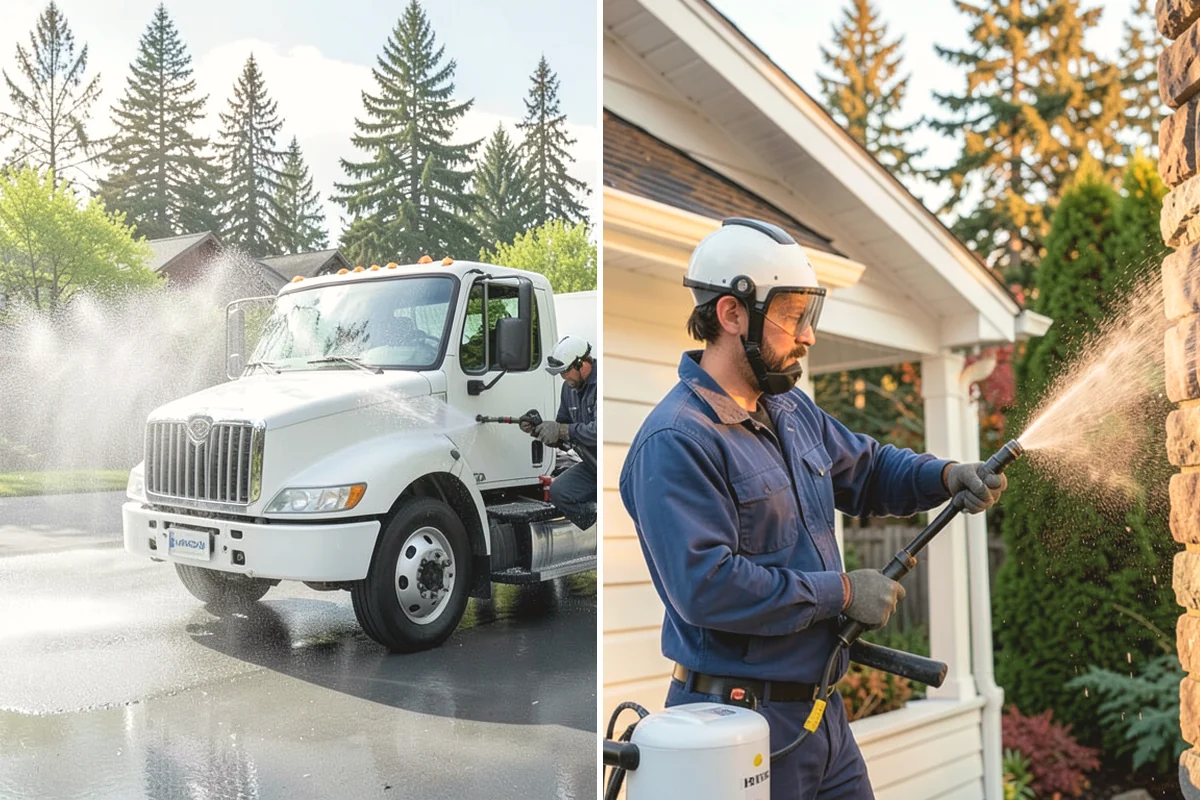 Gas Station Cleaning in Black Diamond, King County, WA - Contain drains and pre-treat oil-stained concrete with a commercial degreaser